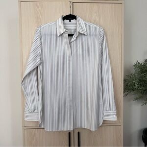 NWT Theory Classic Meanswear Shirt - Stretch Cotton Stripe Petite